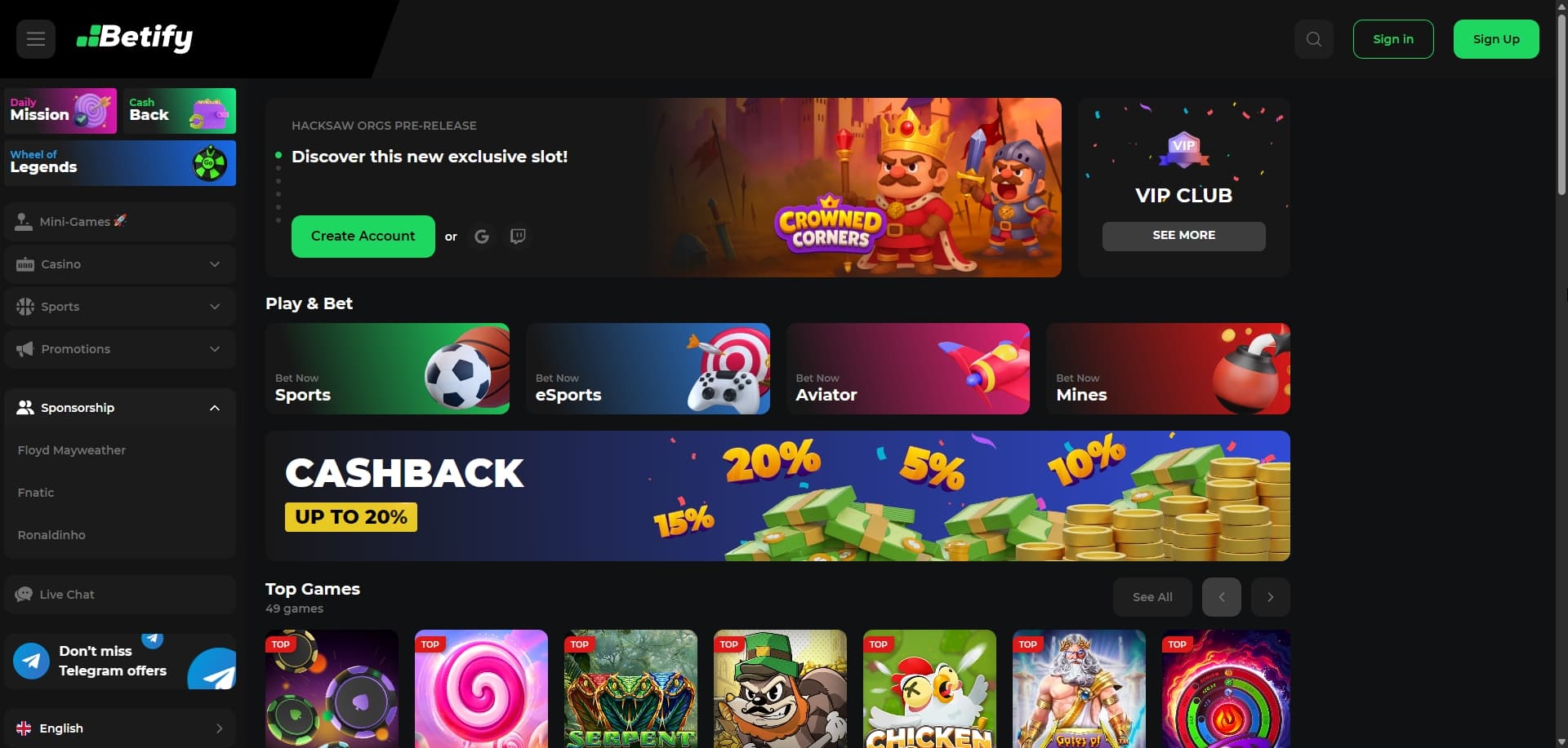 Page d'accueil Betify