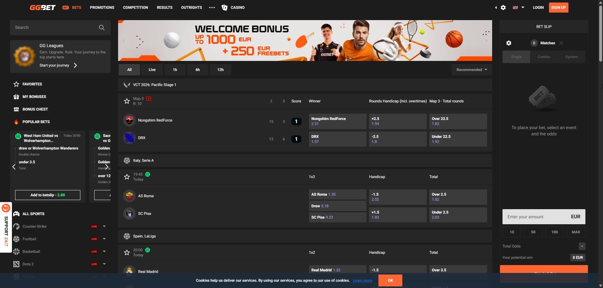 Page d'accueil GGbet