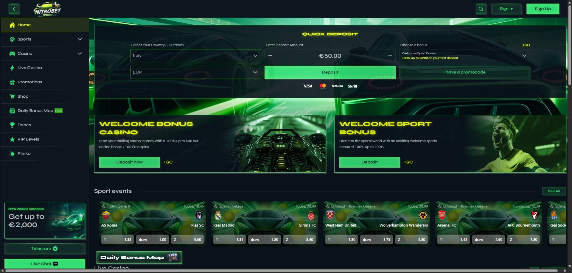 Page d'accueil Nitrobet