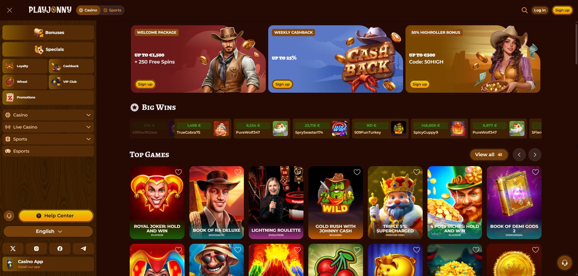 Page d'accueil Play Jonny