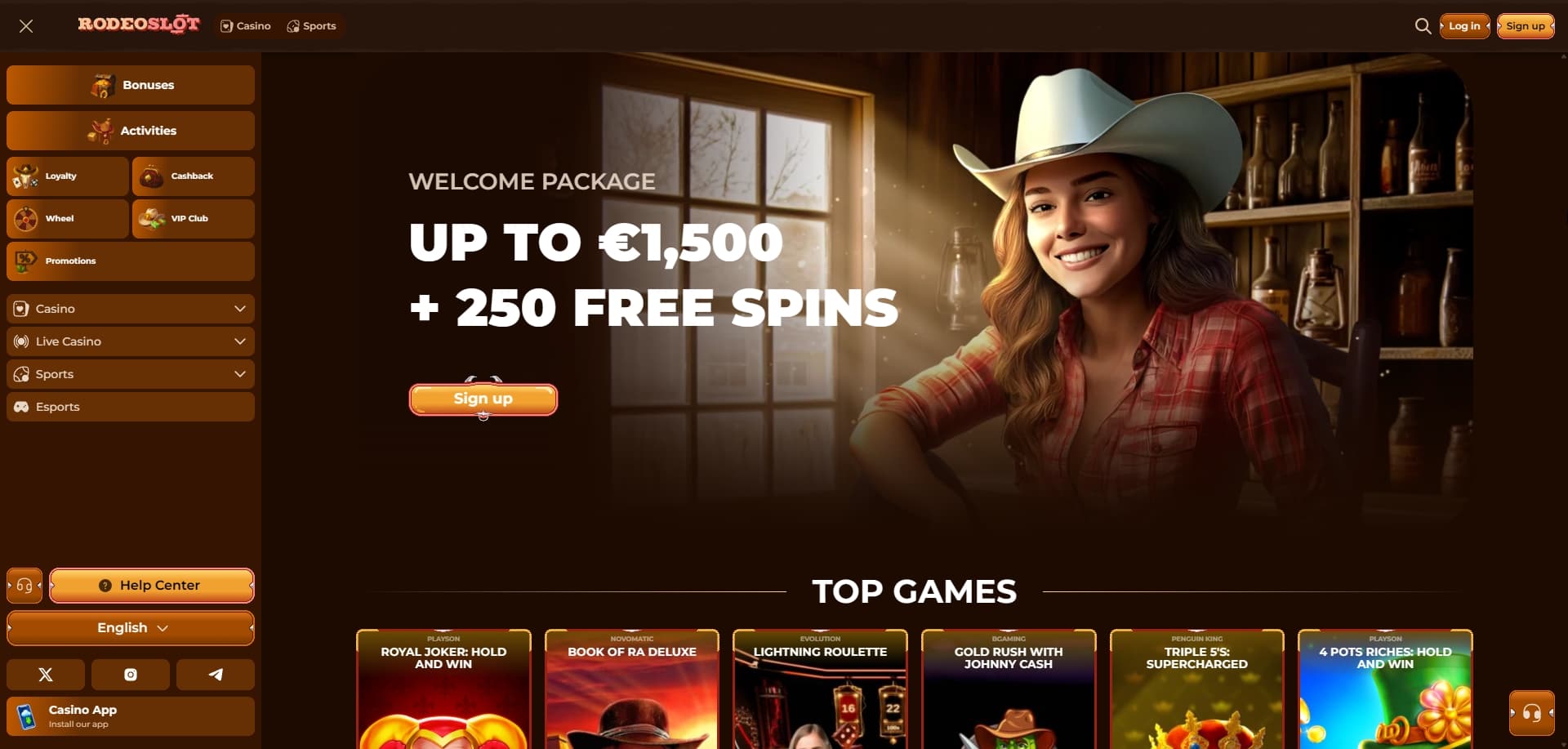 Page d'accueil Rodeoslot