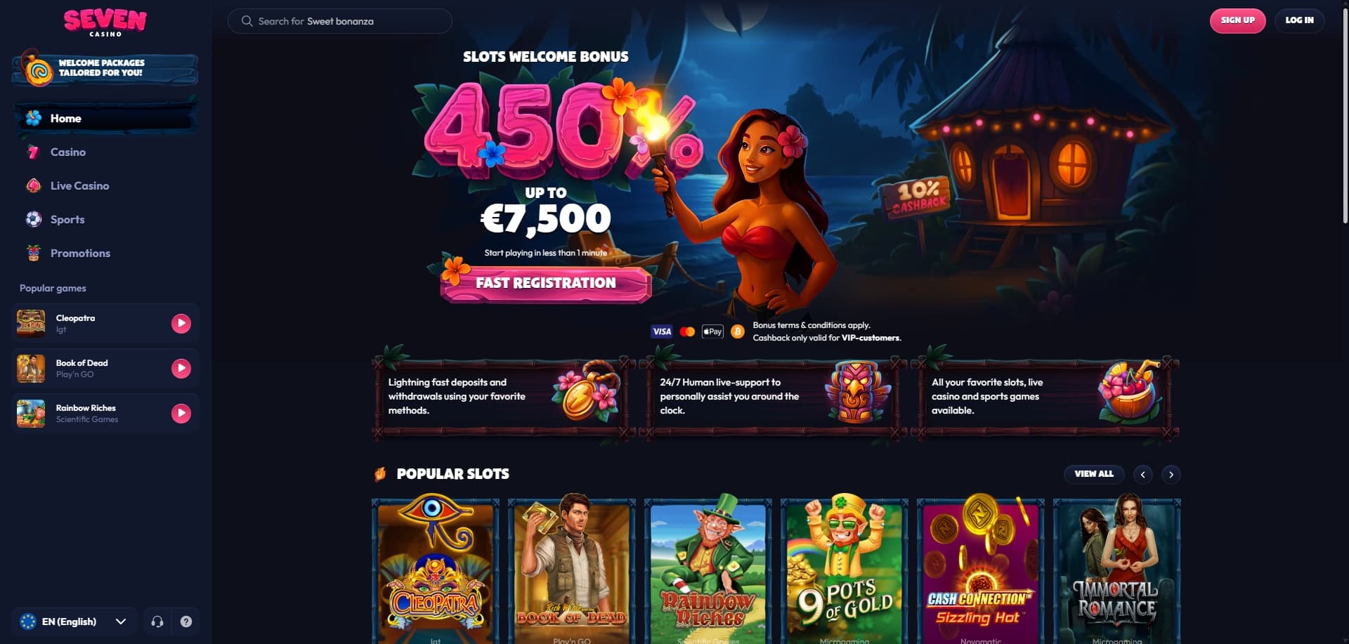 Page d'accueil Seven Casino