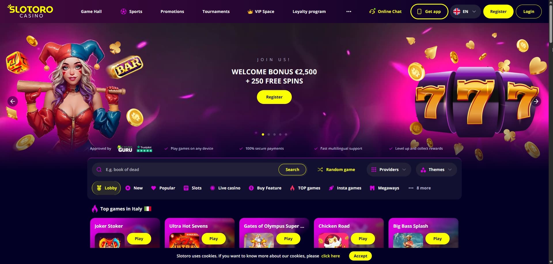 Page d'accueil Slotoro