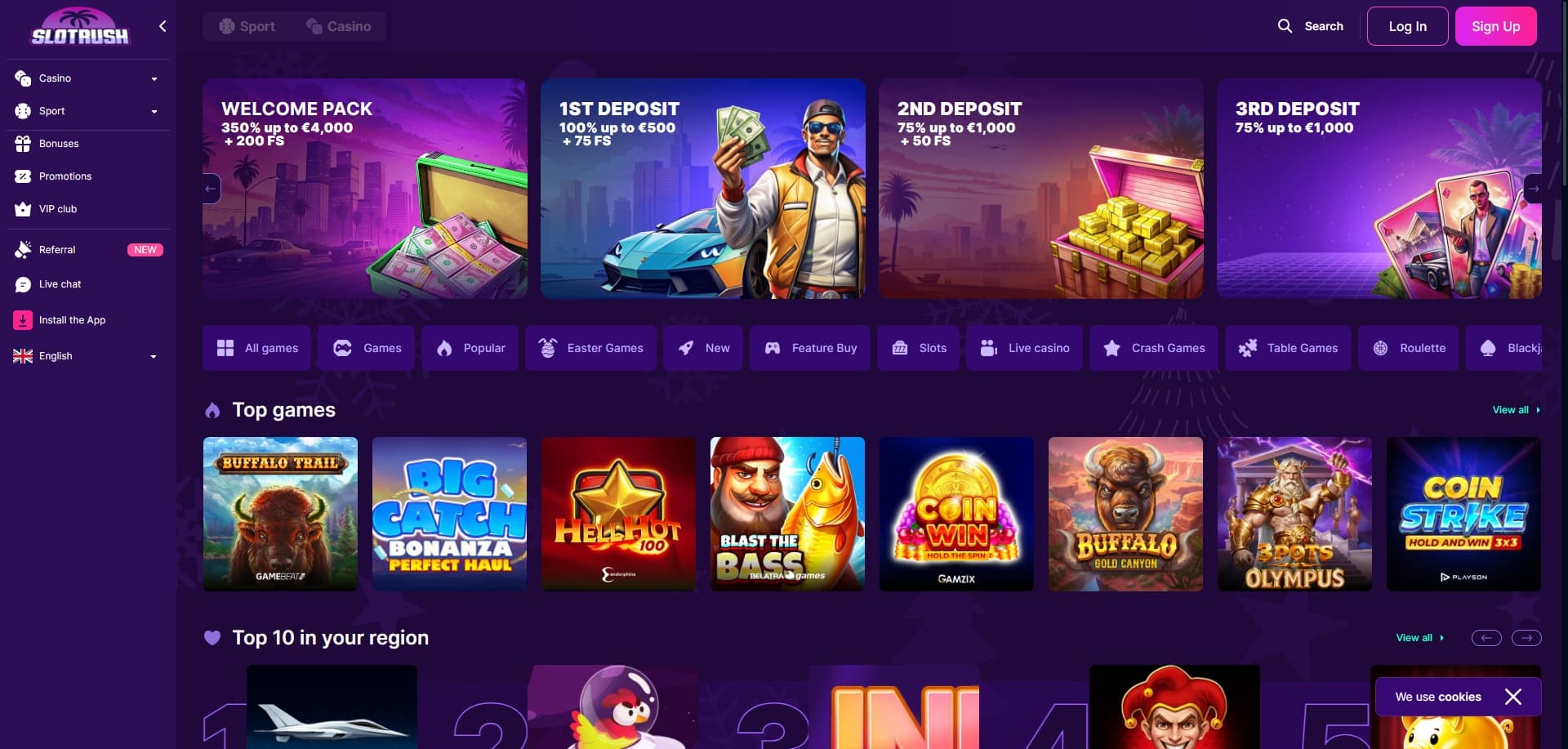 Page d'accueil Slotrush