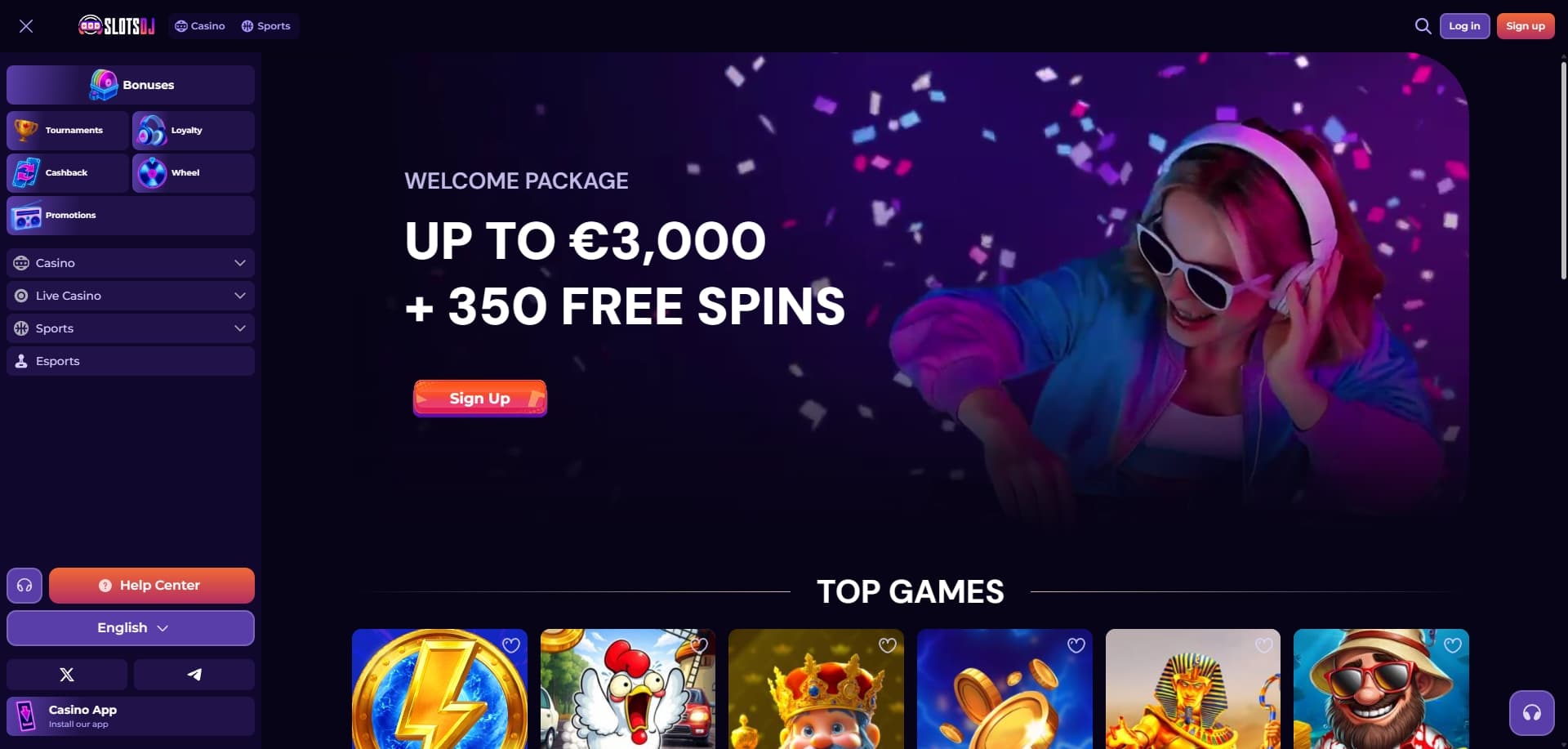 Page d'accueil Slots DJ