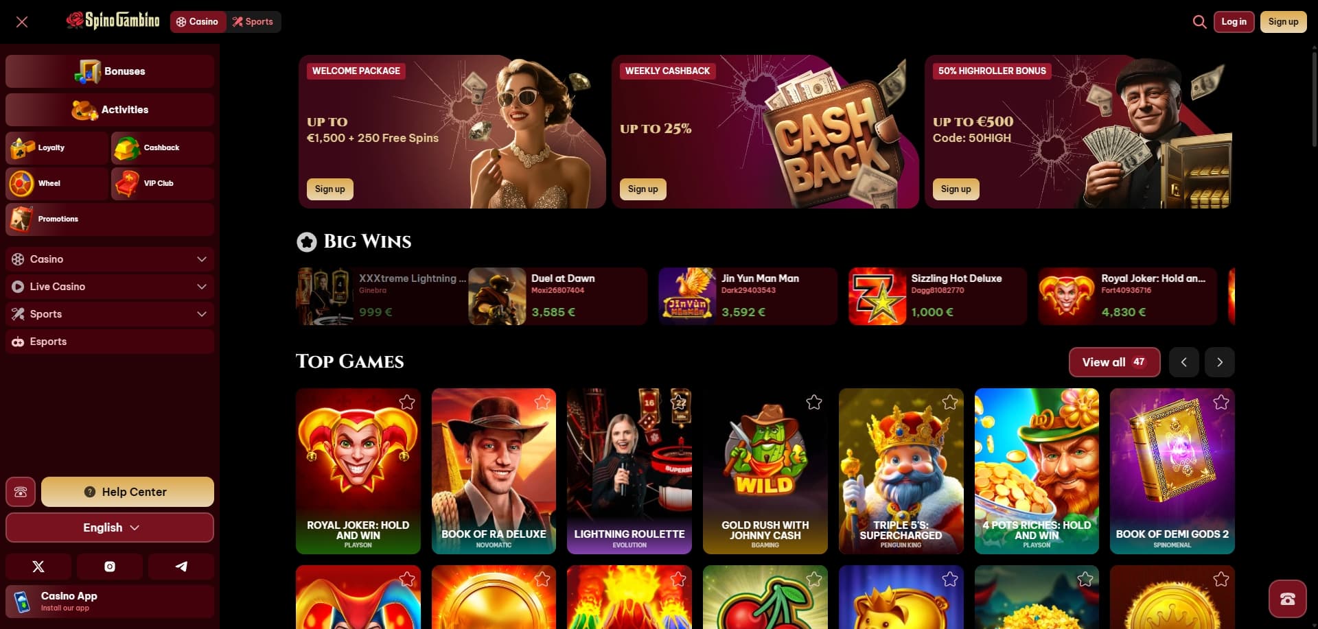 Page d'accueil SpinoGambino