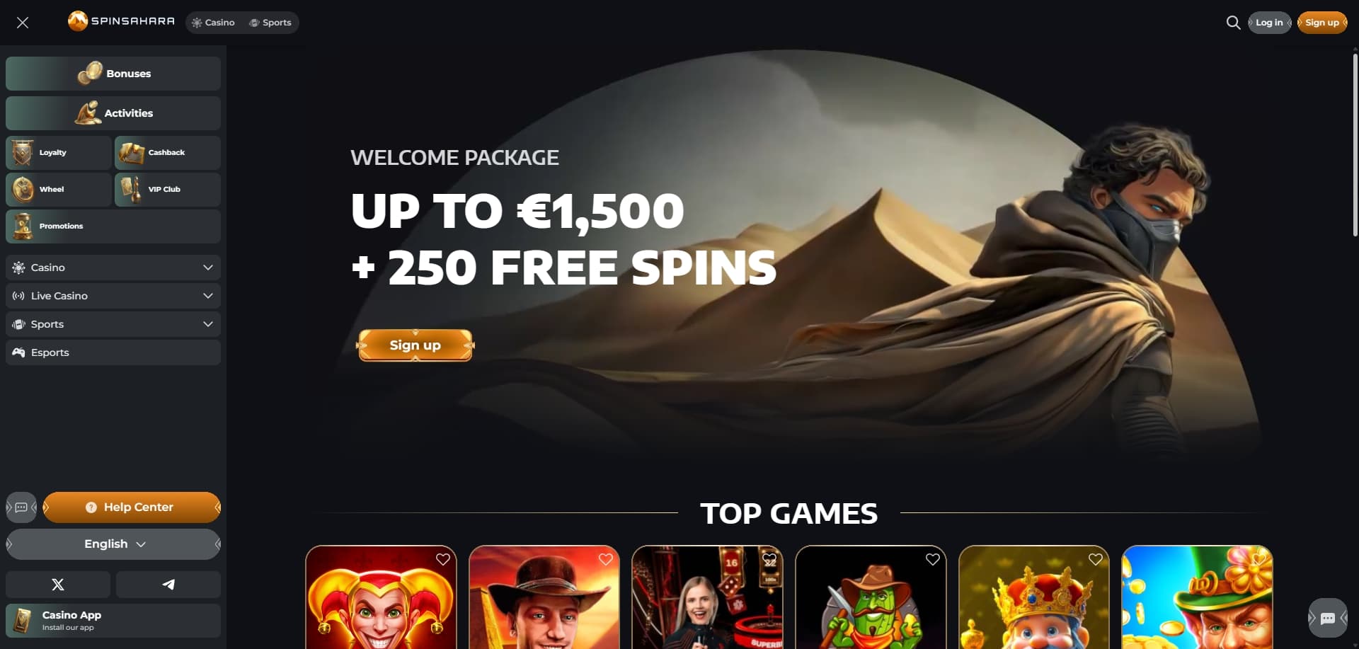 Page d'accueil Spin Sahara