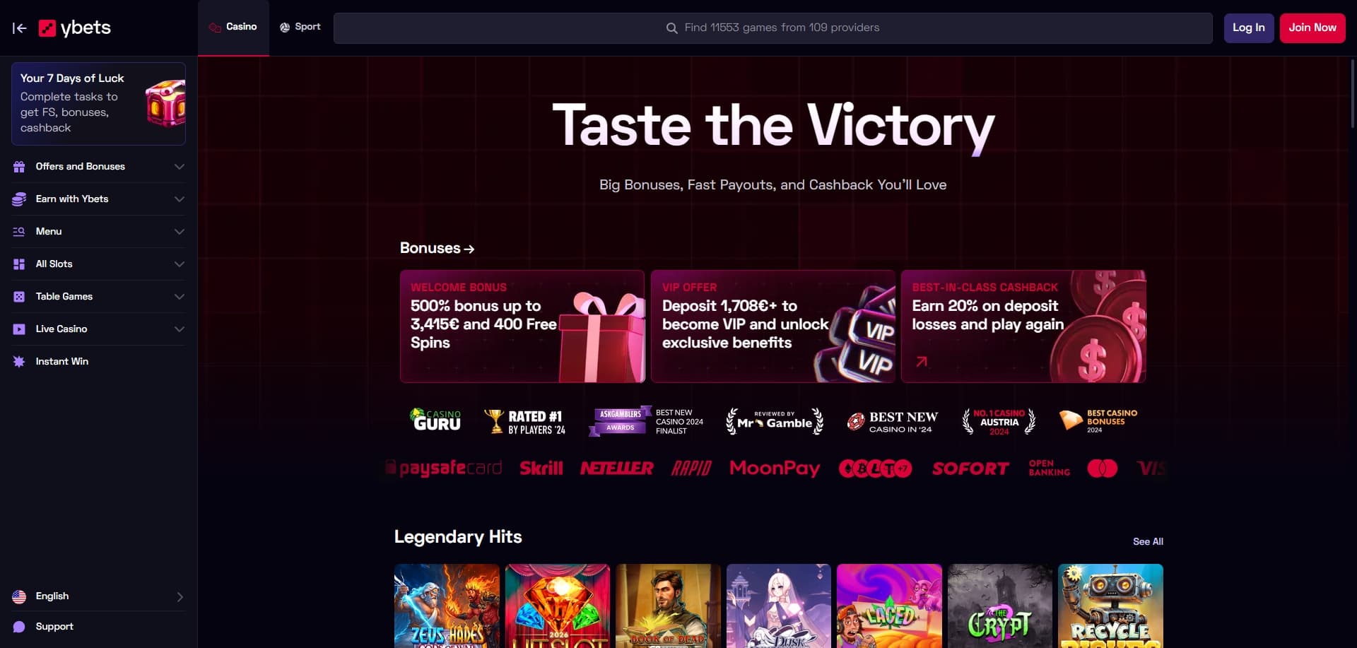 Page d'accueil Ybets