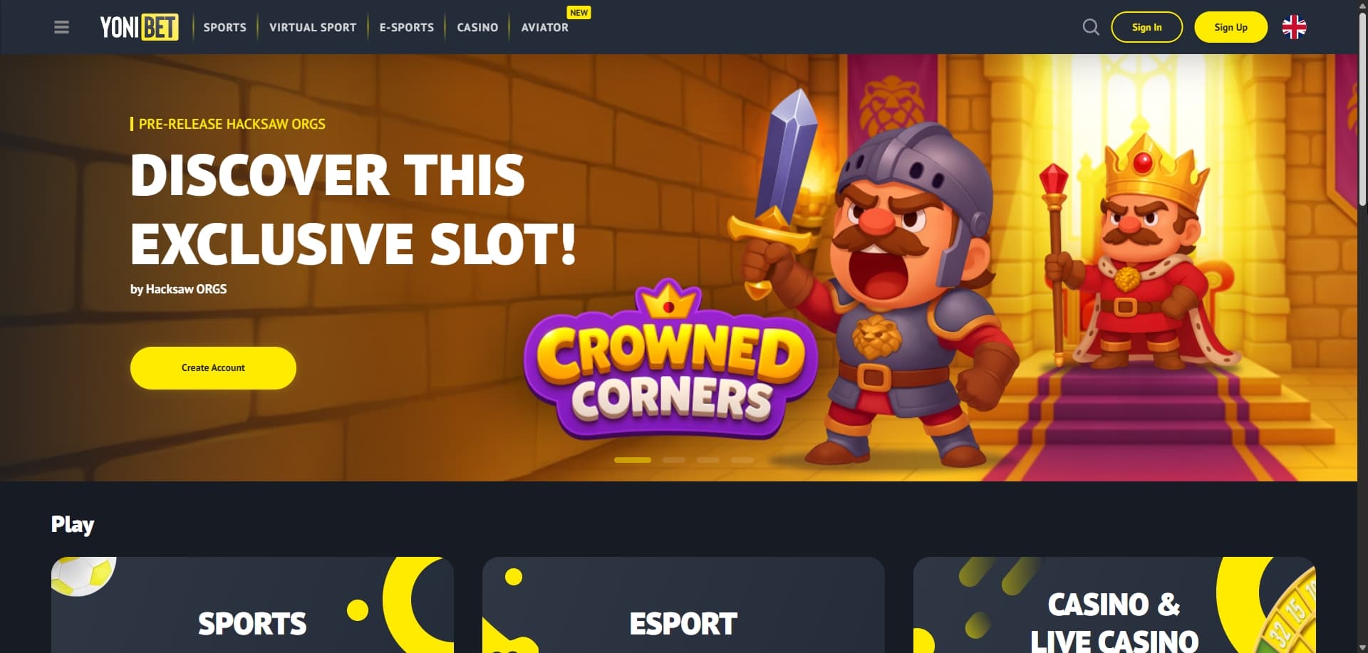 Page d'accueil Yonibet